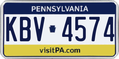 PA license plate KBV4574