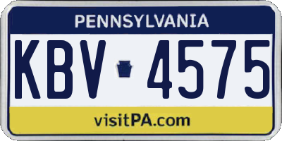 PA license plate KBV4575