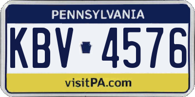 PA license plate KBV4576