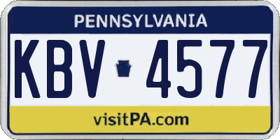 PA license plate KBV4577