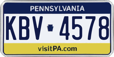 PA license plate KBV4578