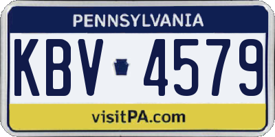 PA license plate KBV4579