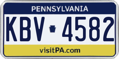 PA license plate KBV4582