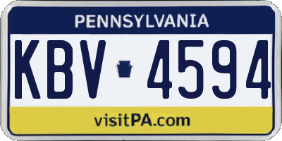 PA license plate KBV4594