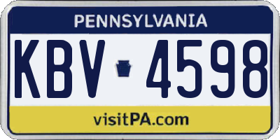 PA license plate KBV4598