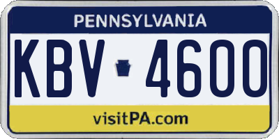 PA license plate KBV4600