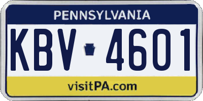 PA license plate KBV4601