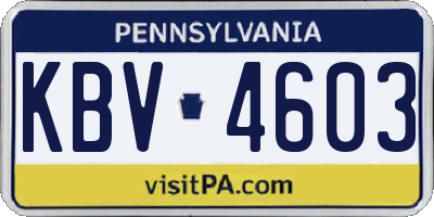 PA license plate KBV4603