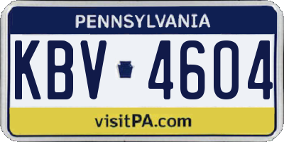 PA license plate KBV4604