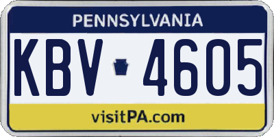 PA license plate KBV4605