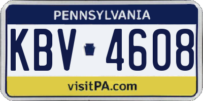PA license plate KBV4608