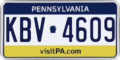 PA license plate KBV4609