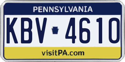 PA license plate KBV4610
