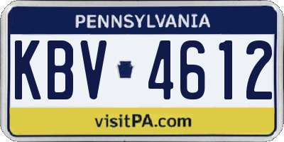PA license plate KBV4612