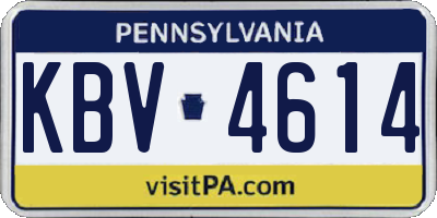 PA license plate KBV4614