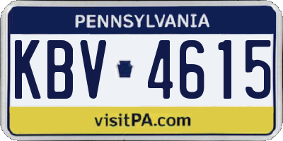 PA license plate KBV4615