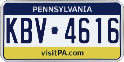 PA license plate KBV4616