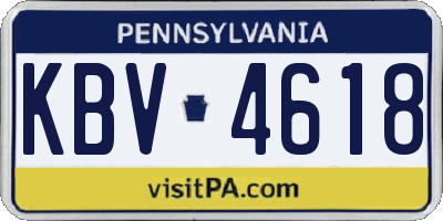 PA license plate KBV4618