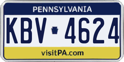 PA license plate KBV4624