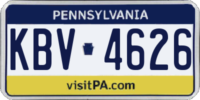 PA license plate KBV4626