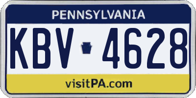 PA license plate KBV4628
