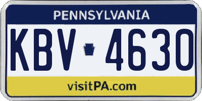 PA license plate KBV4630