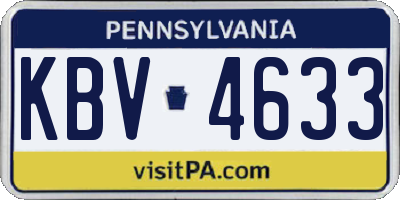 PA license plate KBV4633