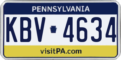 PA license plate KBV4634
