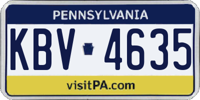 PA license plate KBV4635