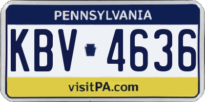 PA license plate KBV4636