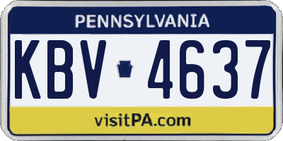 PA license plate KBV4637