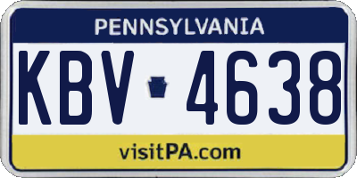 PA license plate KBV4638