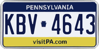 PA license plate KBV4643