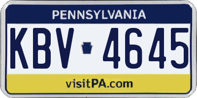 PA license plate KBV4645