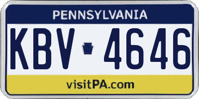 PA license plate KBV4646