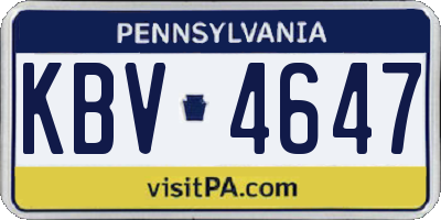 PA license plate KBV4647