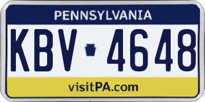PA license plate KBV4648