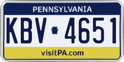 PA license plate KBV4651