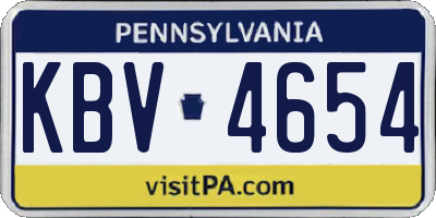 PA license plate KBV4654