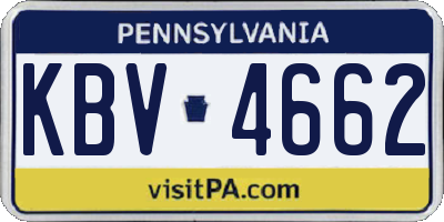 PA license plate KBV4662