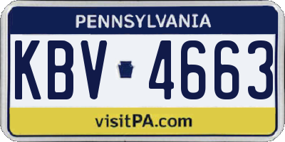 PA license plate KBV4663