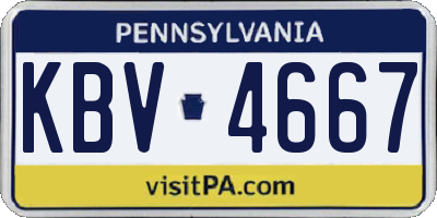 PA license plate KBV4667