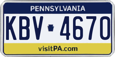 PA license plate KBV4670