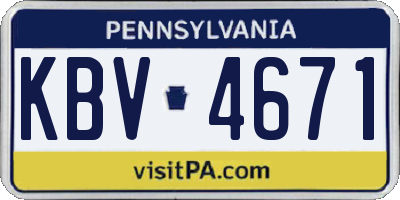 PA license plate KBV4671
