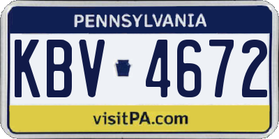 PA license plate KBV4672