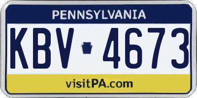 PA license plate KBV4673