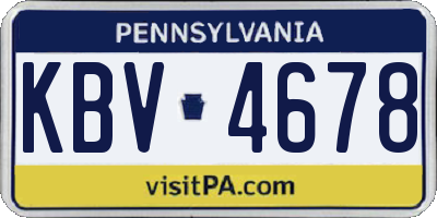 PA license plate KBV4678