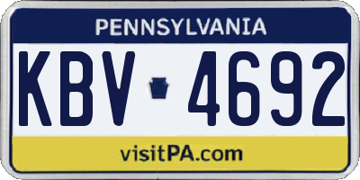 PA license plate KBV4692
