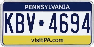 PA license plate KBV4694