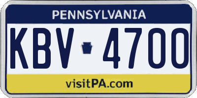 PA license plate KBV4700